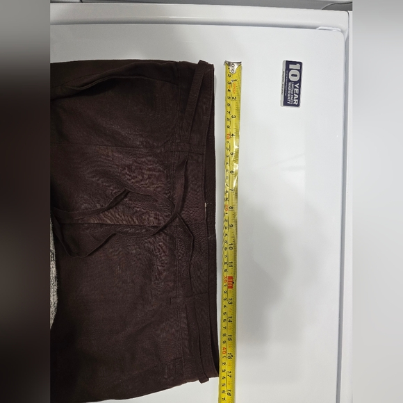 Women's Loft Linen Pants Chocolate Brown Long Wide Legs Size 12 - Picture 5 of 5